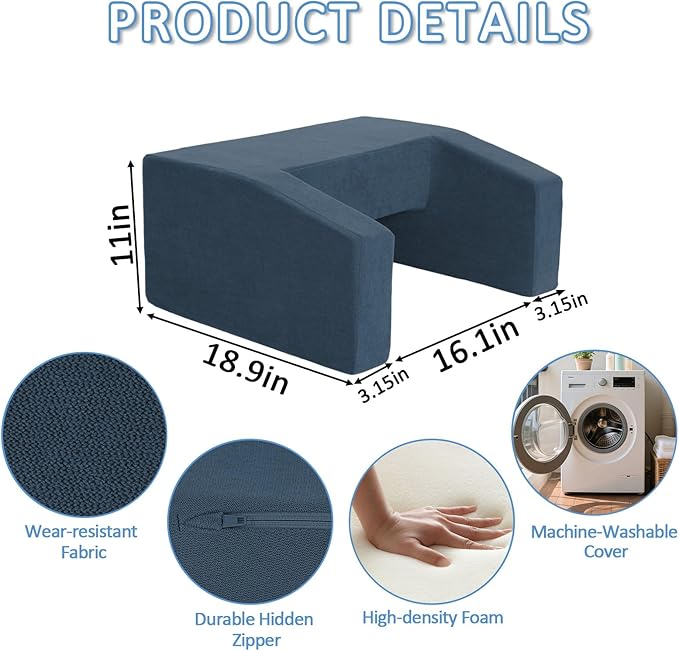 Lap Desk Pillow with Removable Cover Adjustable Angle Gaming & Machine Washable Reading Pillow for Adults Multipurpose Laptop Bed Tray with Arms for Working
