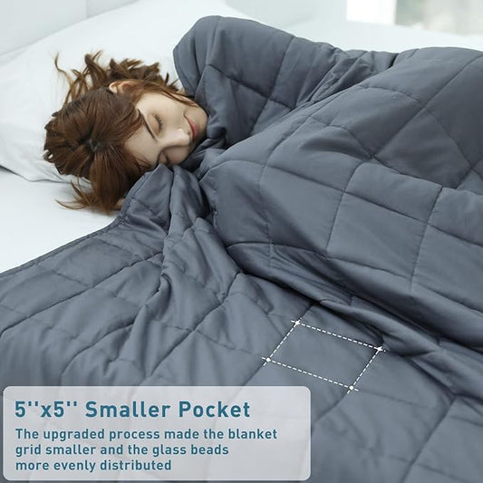Weighted Idea Weighted Blanket for Adults (Dark Grey,60"x80",15lbs) Queen Size Cooling Breathable Heavy Blanket with Premium Glass Beads All-Season Soft Thick Blanket