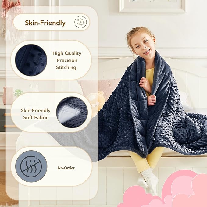 CuteKing Weighted Blanket - Weighted Blanket with Premium Glass Beads - Heavy Blanket Crystal Velvet for Comfort Sleep - Thick Blanket All Season (3lbs, 36"x48", Blue Bubble)