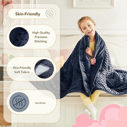CuteKing Weighted Blanket - Weighted Blanket with Premium Glass Beads - Heavy Blanket Crystal Velvet for Comfort Sleep - Thick Blanket All Season (10lbs, 50"x60", Blue Bubble)