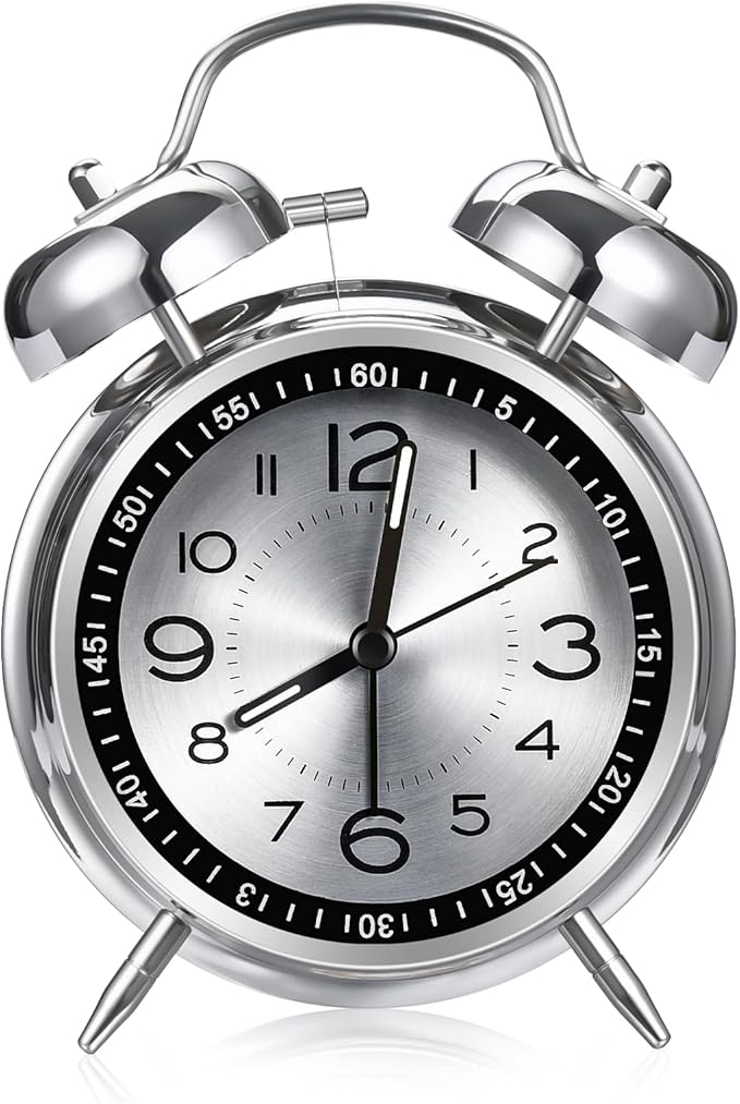 Cadmos Loud Alarm Clock for Heavy Sleepers Adults,Retro 4 Inch Silent Non-Ticking Quartz with Backlight,Twin Bell Analog Kids Alarm Clocks for Bedrooms Bedside (Black)