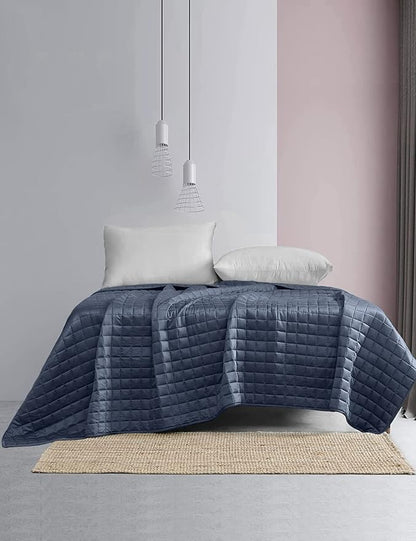 YnM King Size Cooling Weighted Blanket for Adults (88x104 Inches, 25 Pounds, Blue Grey), Perfect for Hot Sleepers with Cooling Rayon/Glass Beads, Heavy Bed Blanket for Couple on Queen or King Bed
