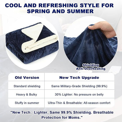 Preboun 78.74 x 59.06 Inch Large Faraday Blanket for Protection Pregnant Babies, Emf Blocker Blanket for 5 g, Bluetooth, Phone Towers, Two Sides Using for Beds Couches Travel (Flannel, Dark Blue)