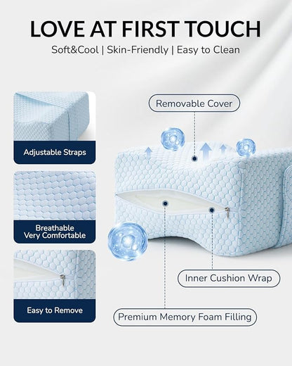 Extra Large Knee Pillow for Side Sleeper - Slow-Recovery Memory Foam Knee Pillow for Hip Pain, Sciatica Relief, & Injury Recovery – Perfect for Tall Individuals and Side Sleepers