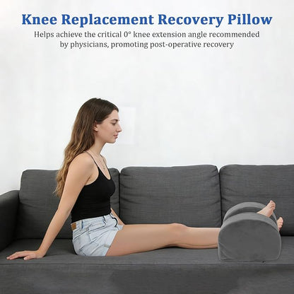 Knee Recovery Pillow for Post-Surgery with Memory Foam, Orthopedic Leg Positioning Pillow, Knees Support & Elevation Pillows, Ideal for Knee Replacement Recovery, Injury and Rest (Gray)