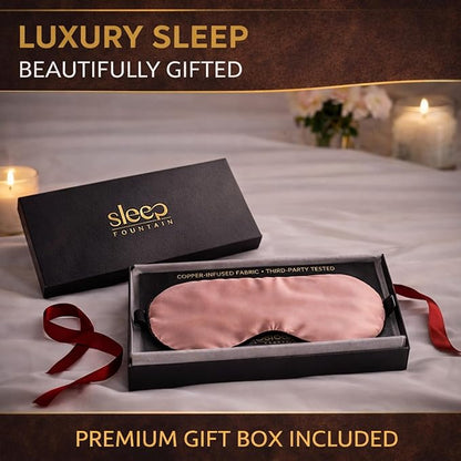 Anti Aging Silk Sleep Mask for Women, Mulberry Silk Eye Mask for Sleeping and Skin Care, Blackout Sleep Mask with Copper Ion Technology Reduces Eye Puffiness, Fine Lines and Wrinkles