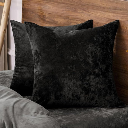 PHF Truly Velvet Euro Sham, 26"x 26",No Insert, 2 Pack Color Gradient Euro Throw Pillow Covers, Ultra Soft Cozy Pillow Covers for Luxurious Home Decorative, No Shedding, No Pilling, Black