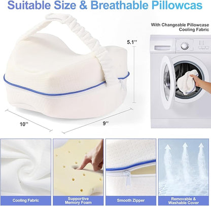 Knee Pillow for Side Sleepers for Back Pain,Leg Pillow for Side Sleepers, Memory Foam Cushion Knee Support Pillows,Pain Relief, Pregnancy Travel Pillow with Extra Washable Cover