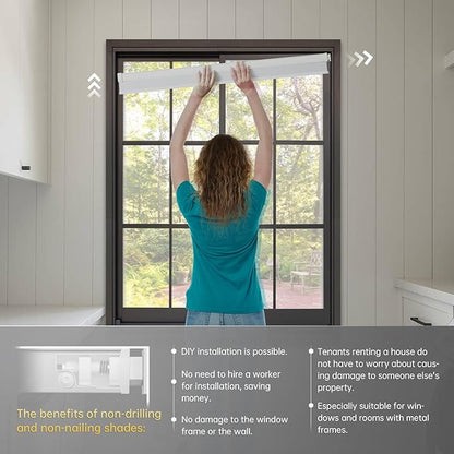 CINONEKO Motorized Cellular Shades, Smart Blackout Honeycomb Blinds with Remote, No Drill Electric Blind with Solar Panel, Alexa & Google, Cordless Automatic Shade for Indoor Windows, White 46x64