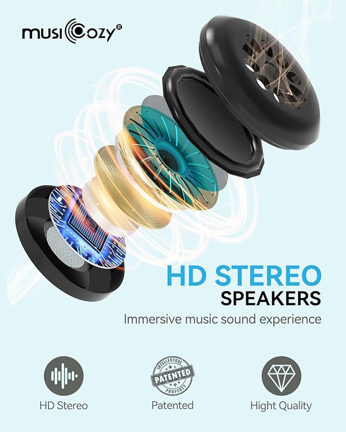 MUSICOZY Sleep Headphones Bluetooth 5.4 Headband Sleeping Eye Mask for Mom Women Men Wireless Music Earbuds Earphones for Side Sleepers Built-in HD Speakers Cool Gadgets Unique Gifts (Navy Blue)