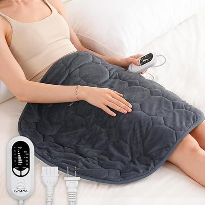 immtree Weighted Heating Pad for Period Cramps, 29" x 24" Extra Large Electric Heated Pads 7 lbs, Back Shoulder Knee Abdomen Pain Relief, Soft Warm Heavy Lap Blanket, Dark Grey