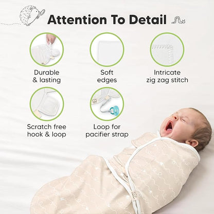 3-Pack Organic Baby Swaddle Sleep Sacks - Swaddles for Newborns, Infant 0-3 Months, Baby Girls, Boys, Soft & Snug Newborn Sleep Sack, Nursery Swaddling Blankets (Bumbly, OS)