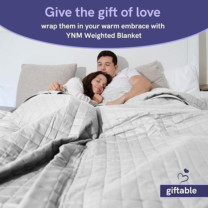 YnM Exclusive 40 lbs Weighted Blanket, Extra Heavy Cotton Bed Blanket for Two Persons, Ideal for Queen or King Bed (88x104 Inches, 40 Pounds, Light Grey)
