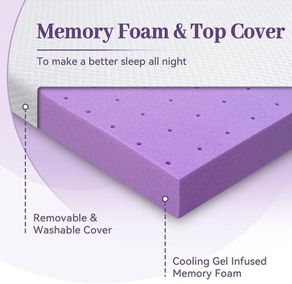 SINWEEK 2 Inch Gel Memory Foam Mattress Topper King Size, Ventilated High Density Pad for Back Pain, Bed Topper with Removable Soft Cover, CertiPUR-US Certified