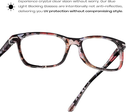 Readerest Blue Light Blocking Glasses – Thin Reflective Lens, Anti-Glare Computer Eyeglasses, UV Protection, Eye Strain Relief (Floral, 2.5 Magnification)