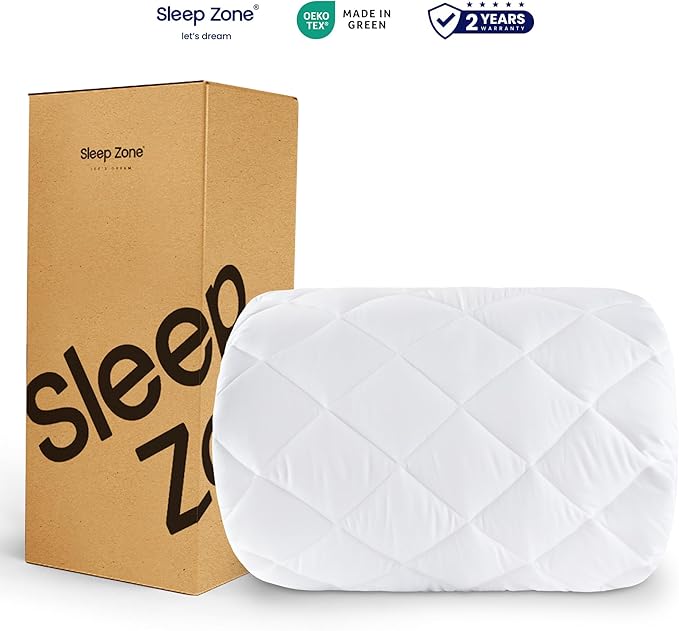 SLEEP ZONE Flat Mattress Cover Full Size, Non Slip Quilted Fitted Mattress Pad, Noiseless Mattress Protector Up to 21" Deep Pocket (White, Full, 54x75)