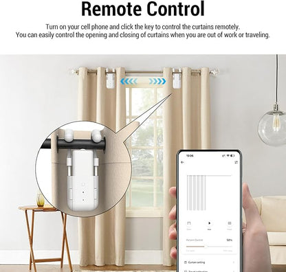Smart Curtain Opener, Voice Control WiFi Electric Curtain Robot with APP Timer Remote Control, for T Rail U Rail Roman Rod