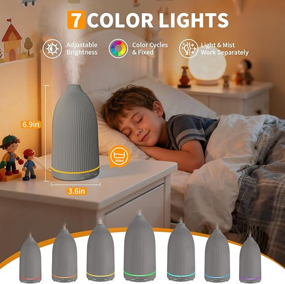 URPOWER 100ML Essential Oil Diffuser Ultrasonic Cool Mist Humidifier with 7 LED Lights, Timer & Auto-Off Quiet Aromatherapy Scent Diffuser for Home Bedroom Office Relaxation