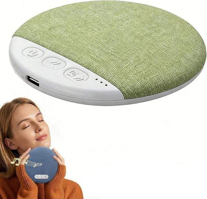 Pillow Speakers for Sleeping，Under Pillow Speaker with White Noise Timer, Mini Bone Conduction Sleep Aid with Stereo Bass (Green)