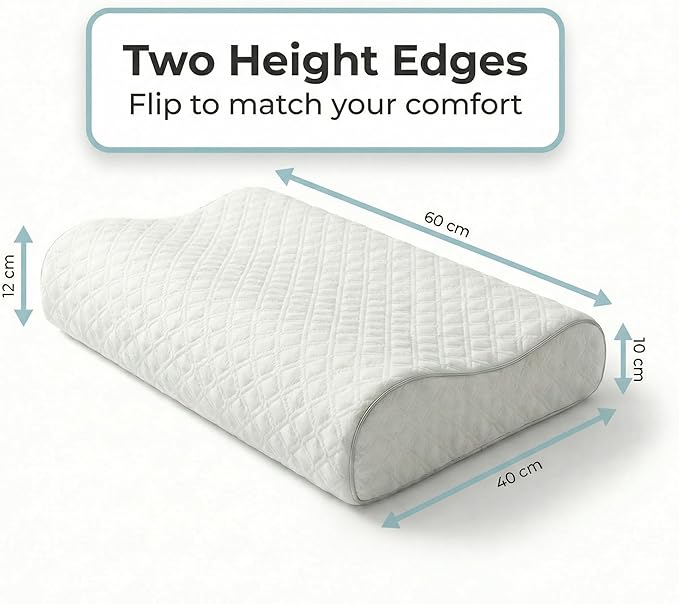 Aeris Memory Foam Contour Pillow for Side Sleepers - Adjustable, Ergonomic Design for Enhanced Neck Support - with Machine Washable Cover