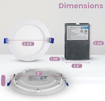 LED Recessed Lighting 6 Inch – 96 LED 5CCT 2700K–6500K Canless Wafer Downlight 16M Colors, Music Sync, Smart App & Voice Control, 1100 Lumens Dimmable RGBCW, Timer for Home & Kitchen – 6 Pack