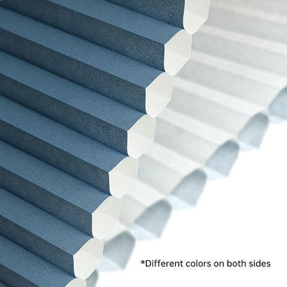 Motorized Cellular Shades with Remote, Light Filtering Smart Cellular Shades Compatible with Alexa, Honeycomb Window Blinds for Bedroom Home Office, Custom Size, Half Shading Blue