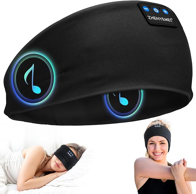 Sleep Headphones Wireless Bluetooth 5.4 Headband, Sports Earphones Sleep Earbuds with HD Stereo Speaker Microphone for Workout Jogging Yoga Insomnia Air Travel Meditation Unique Gifts Black
