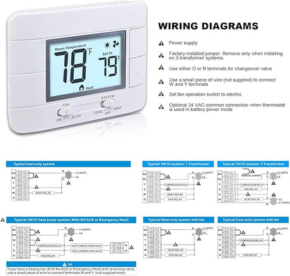 Non Programmable Thermostat for Home 1 Heat/ 1 Cool Single-Stage System, with Room Temperature Monitor (LCD White Backlit Screen)