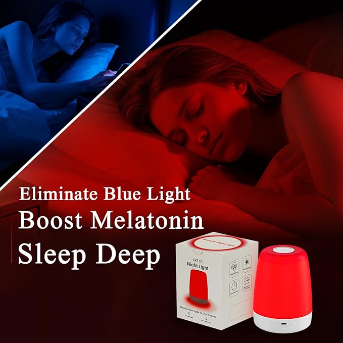 Baby Red Light Night Light: 670m Red Light Therapy for Sleep in Bedroom & Nursery - Stimulates Melatonin Production for Deeper Sleep for Adults & Kids (White)