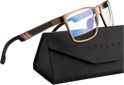 ANYLUV Blue Light Blocking Glasses Men Computer Gaming Glasses Lightweight Al-Mg Metal Anti Eyestrain Eye Protection