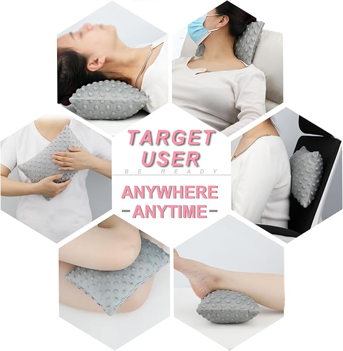 2 Pcs Soft Knee Pillow for Side Sleepers, Pressure Pillows Between Legs 11"x7" Small Knee Pillow Joints Cushion for Sleeping Hip and Back Pain, Minky Dot Light Gray