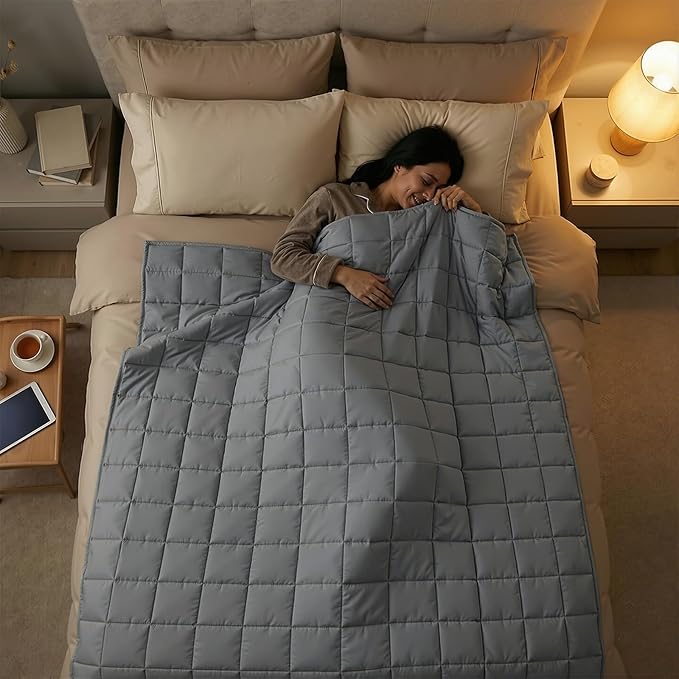 Smart Queen Weighted Blanket for Adults, Full Size 48x72,10lbs, Soft Heavy Blanket Machine Washable for Fall, Bedding &Napping with Premium Glass Beads (48x72 | 10lbs Grey)