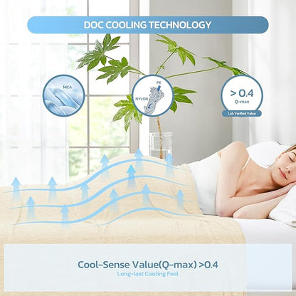 Degrees of Comfort Cooling Blankets for Hot Sleepers - King Summer Cold Blankets for Bed Sleeping, Absorbs Heat to Keep Body Cool, Soft & Cozy, Beige 108"x90"