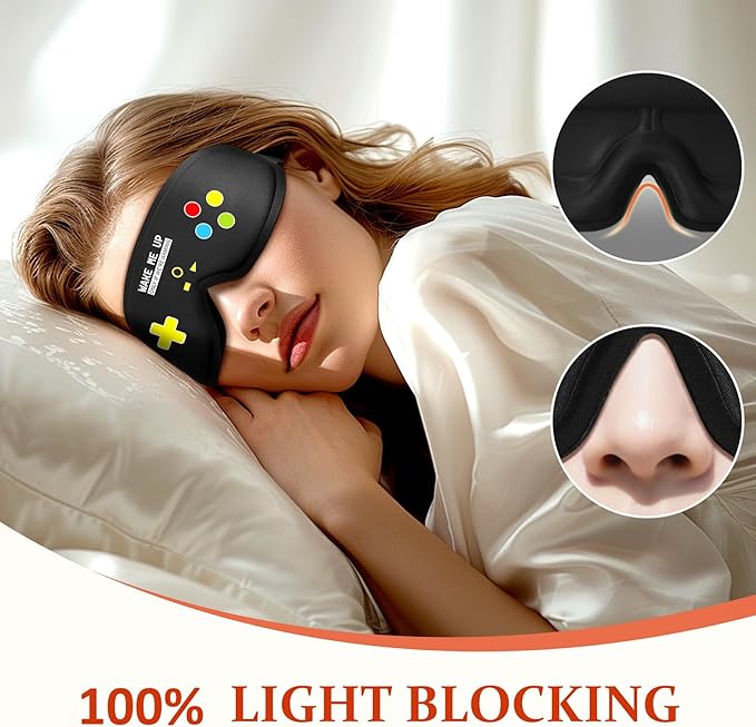 Funny 3D Zero Pressure Sleep Eye Mask for Men Women Side Sleeper, Adjustable Blackout Soft Breathable Sleeping Eye Masks for Travel Nap Night Sleep, Humorous Gifts Stocking Stuffers