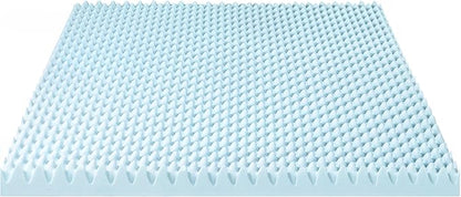 Best Price Mattress 4 Inch Egg Crate Memory Foam Mattress Topper with Cooling Gel Infusion, CertiPUR-US Certified, King, Dorm Essentials, Light Blue