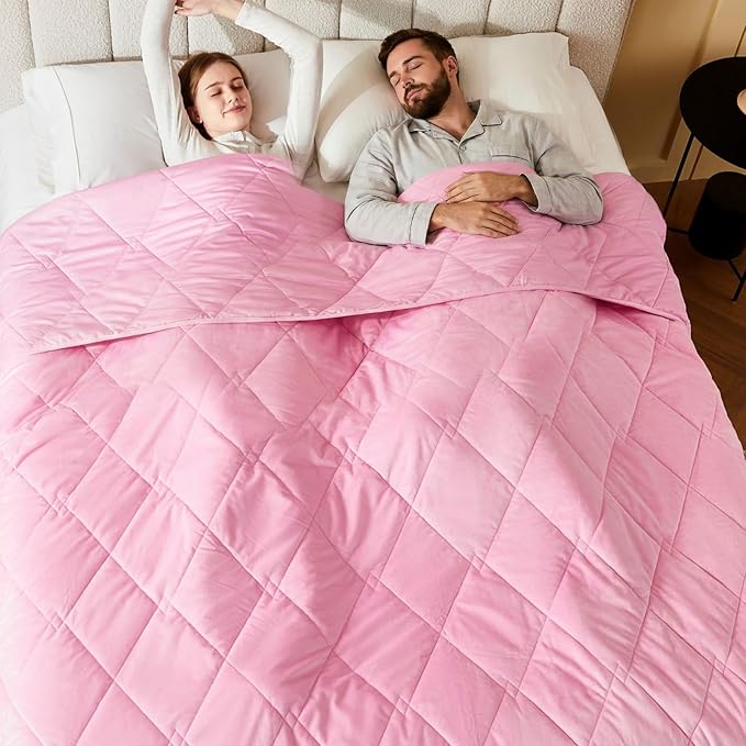 L'AGRATY King Size Weighted Blanket for Adults 25lbs, 88"x104" — Cooling Breathable Heavy Blanket with Glass Beads for Sleeping Perfect for Hot Sleepers & Couples Machine Washable All-Season Pink
