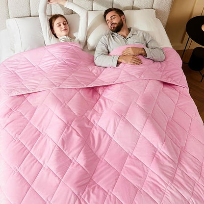 L'AGRATY Queen/King Size Weighted Blanket for Adults 25lbs, 80"x87" — Cooling Breathable Heavy Blanket with Glass Beads for Sleeping Perfect Hot Sleepers & Couples Machine Washable All-Season Pink