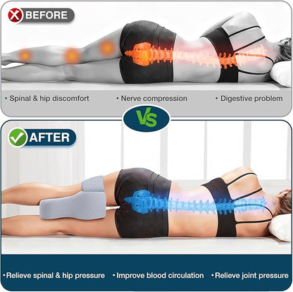 Knee Pillow for Side Sleepers Hip Pain Relief,Leg Pillow for Side Sleeping w/ Adjustable Strap,Sciatica Back Pain Relief,Pillow for Between Knees|leg While Sleeping,Knee Pillow Support Spine Alignment