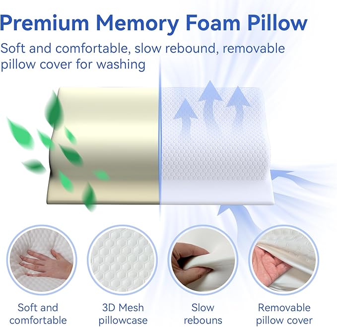 DRAVEL Premium Smart Anti-Snore Pillow,Advanced Positioning and Sound Monitoring,Sleep Well Premium Quality for Snorers Restful with App Tracking