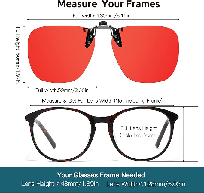 Trysee Square Clip-On Flip-Up Blue Light Blocking Glasses for Eyes Strain/Light Sensitive TS1008