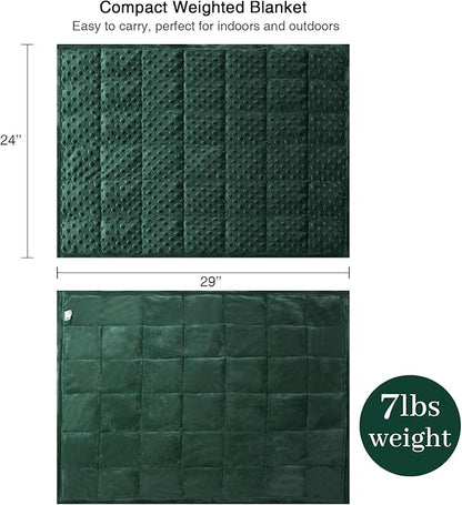 Alomidds Weighted Blanket 7lbs for Adults, Cozy Luxury Breathable Weighted Lap Blanket, Small Weighted Blanket for Travel, Relaxation, Sleeping, Calming, Green, 29" x 24"