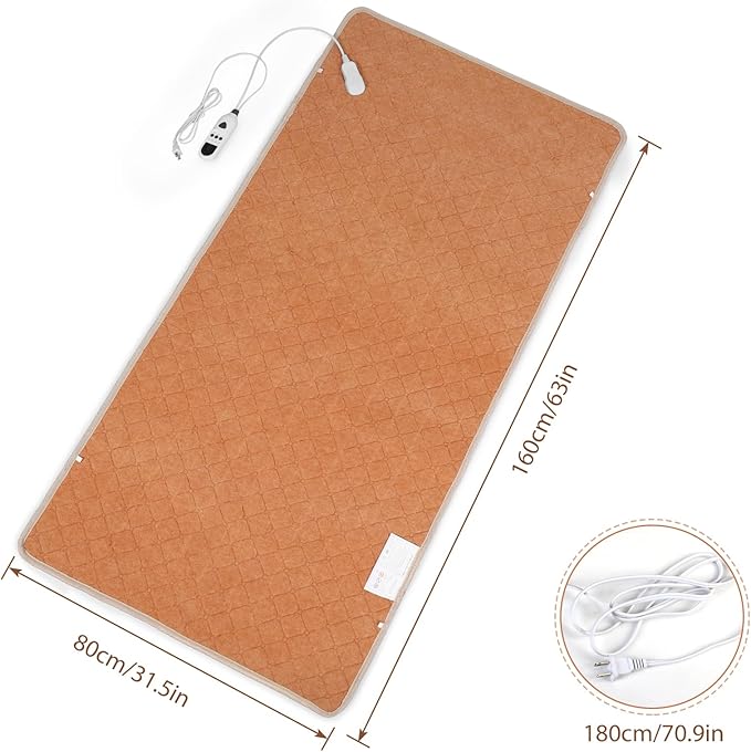 Heated Mattress Pad Mini Twin Size, 31.5" x 63" Electric Mattress Pad with Digital Controller, 9 Heat Settings, 1-6 Hours Auto Shut Off, Fast Heating, Machine Washable, Brown