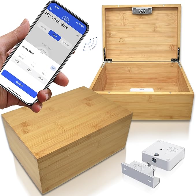Timed LockBox Habit Control App - Bluetooth Lock Box with Timer to Reduce Screen Time, Unplug from Video Games, Snacks, Socials - Simple, Timer & Schedule Modes - 366 Days Time Locking Container
