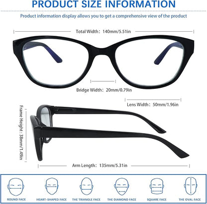 COJWIS 5 Pack Reading Glasses for Women Blue Light Blocking Computer Readers with Spring Hinge Anti Eye Strain Eyewear