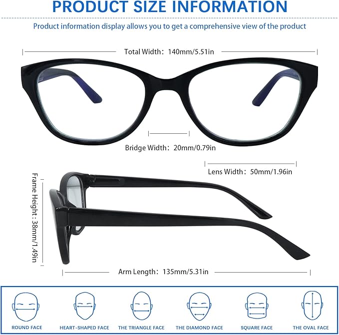 COJWIS 5 Pack Reading Glasses for Women Blue Light Blocking Computer Readers with Spring Hinge Anti Eye Strain Eyewear