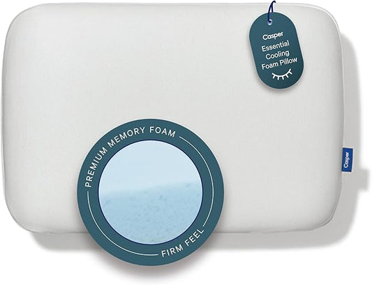 Casper Sleep Essential Cooling Foam Pillow, Standard Size – Firm Memory Foam with Cooling Cover, Supports Side Sleepers, Breathable & Pressure-Relieving
