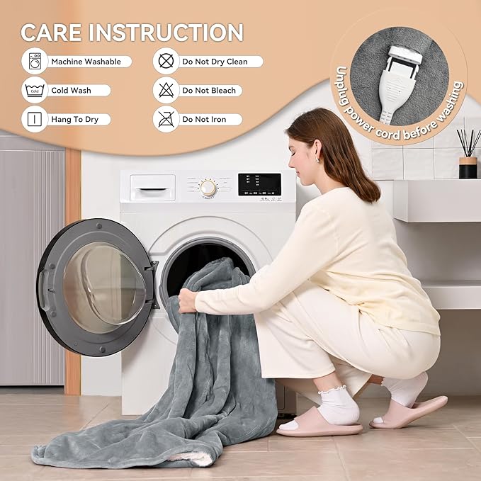 Heated Blanket Electric Blanket Full 72"x84" Heating Blanket with 9 Heating Levels 10 Timer Modes Auto-Off Fast Heating Overheat Protection ETL Certified Machine Washable Gift