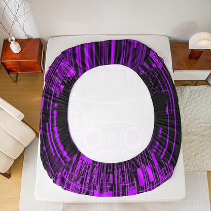 Geometric Gamepad Kids Sheet Queen Size,Modern Neon Lights Honeycomb Hexagon Bedding Set,Boys Girls Room Decor,Videogames Gaming Controller Purple Bed Sheet Set 4pcs(Fitted + Flat + 2 Pillowcases)