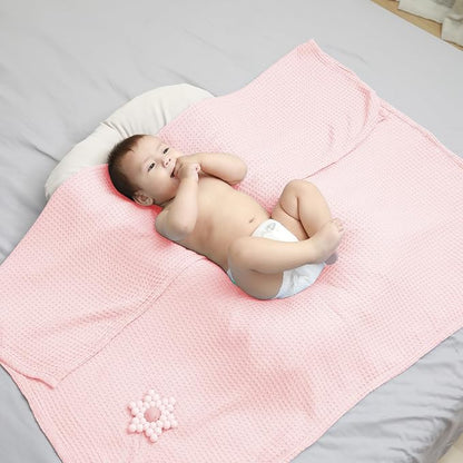 36” X 40” Inches Cooling Baby Waffle Weave Blanket, Ultra-Soft Lightweight Receiving Blanket for Newborn, Breathable Comfortable Baby Swaddle Blanket for Boys and Girls(Lemonade)