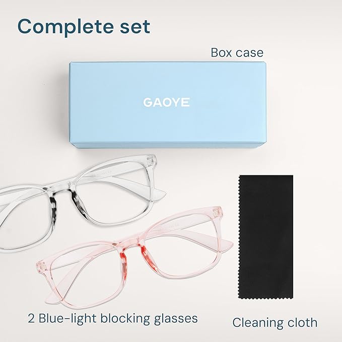 Blue Light Blocking Glasses - Fashion Square Eyeglasses, Anti UV Ray Computer Gaming Glasses Blue Blockers for Women/Men